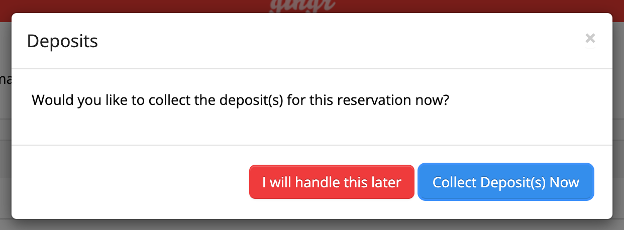 Deposit collection prompt with two options.