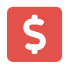 White dollar sign on red square