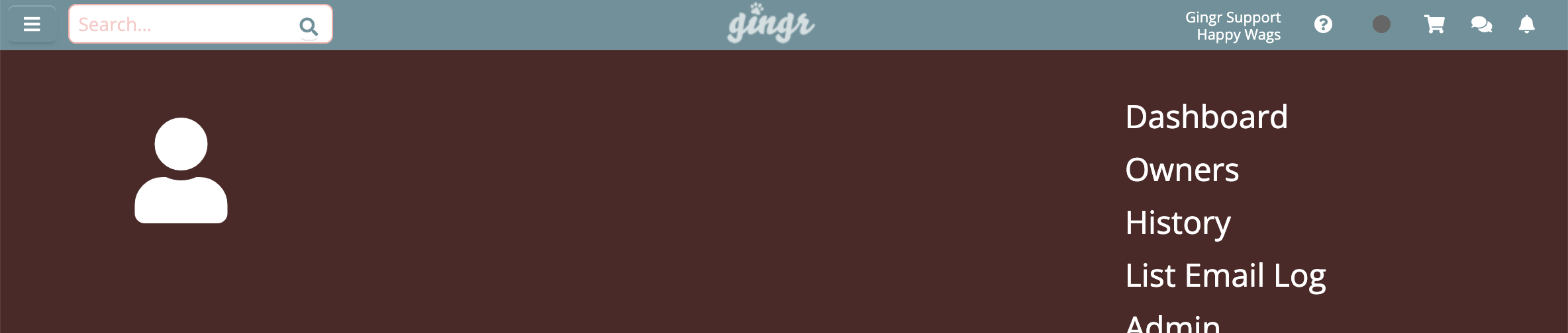 User profile icon with menu options.