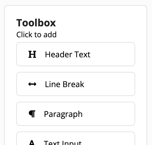 Toolbox options for text editing