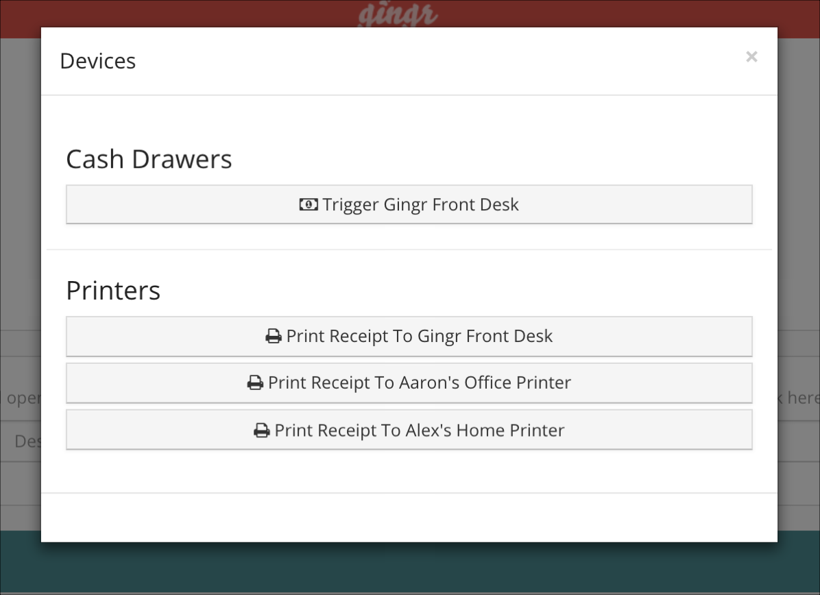 Device options for cash drawers and printers