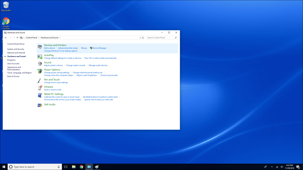 Windows Control Panel on desktop screen