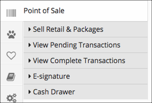Point of Sale menu options list