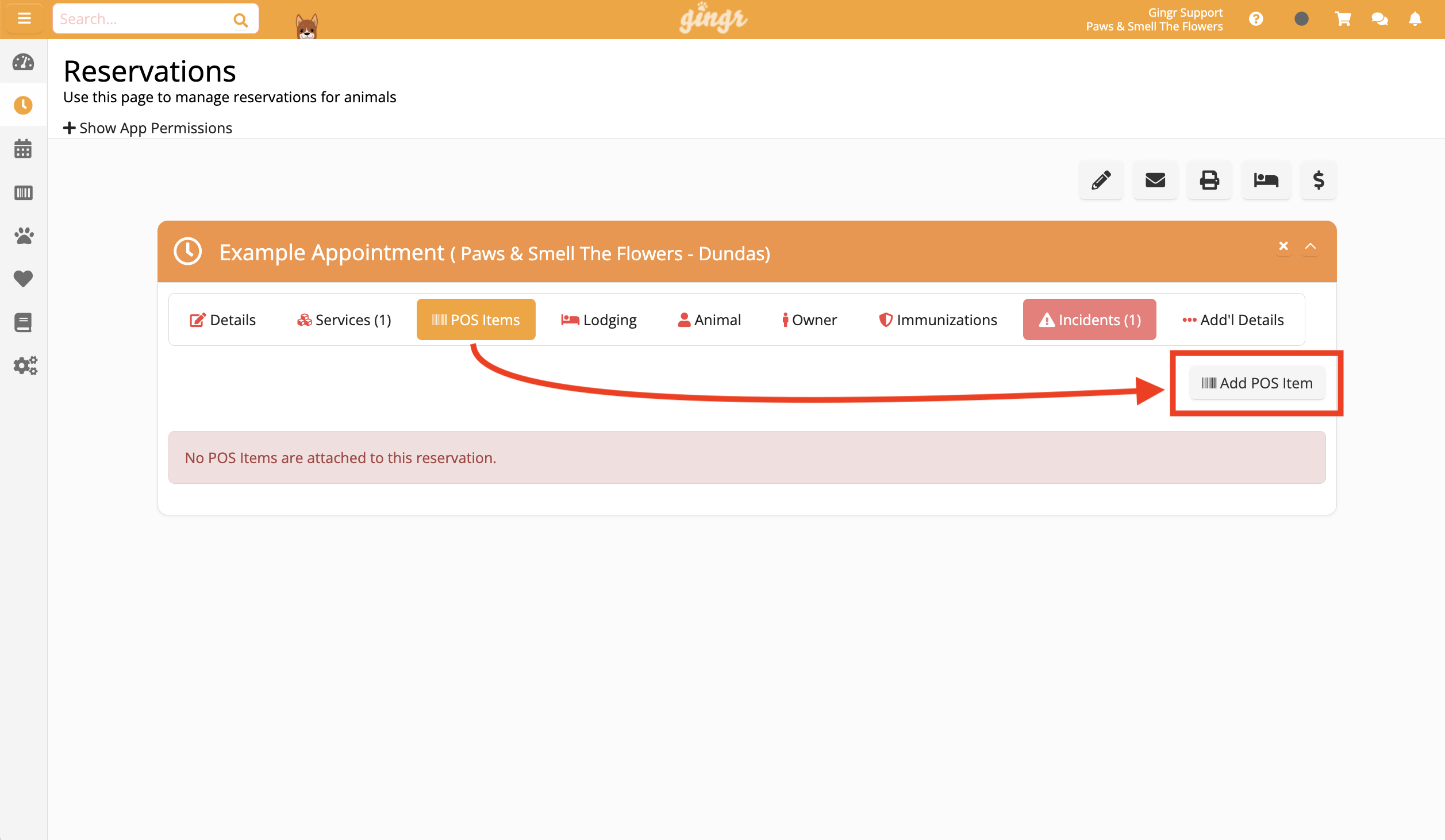 Add POS Item" button highlighted.