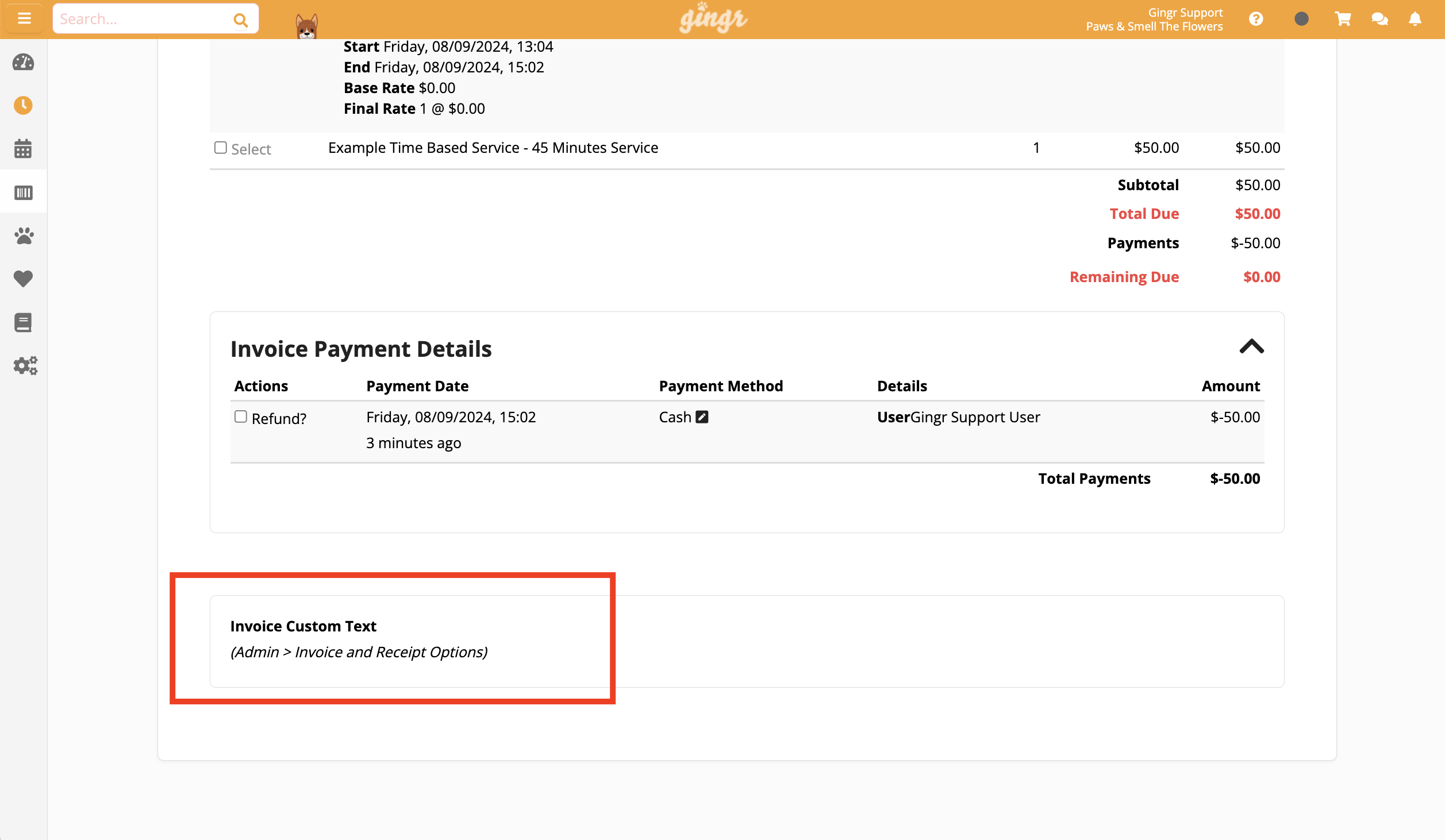 Invoice payment details section