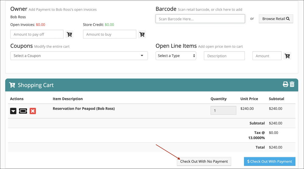 Shopping cart with checkout options