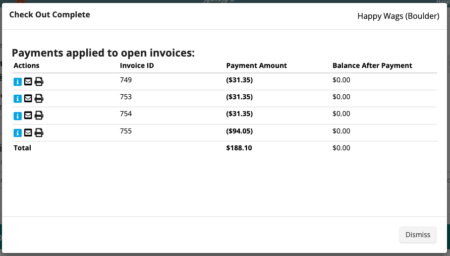 Invoice payment summary table.
