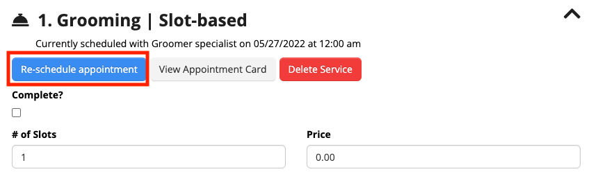 Appointment scheduling interface.
