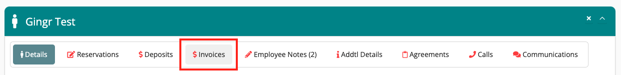Highlighted 'Invoices' tab in navigation menu.