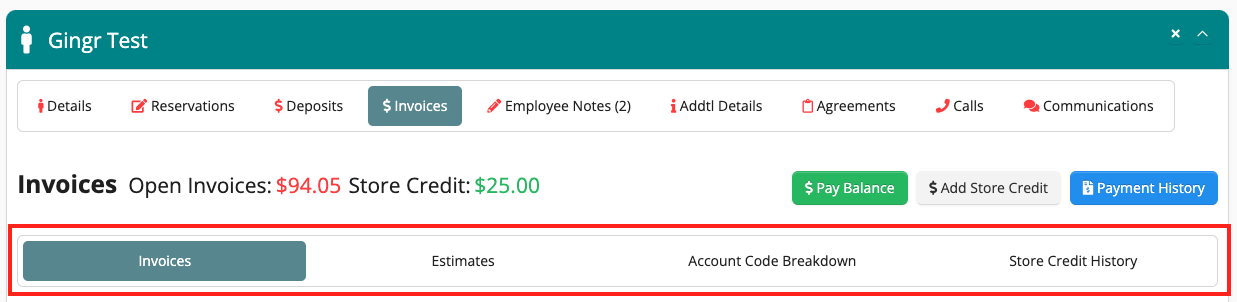 Invoice management interface screenshot