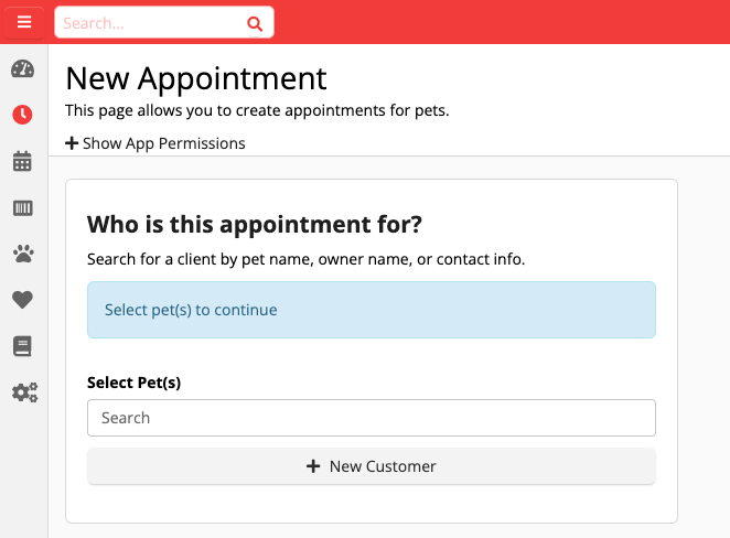 Pet appointment scheduling interface