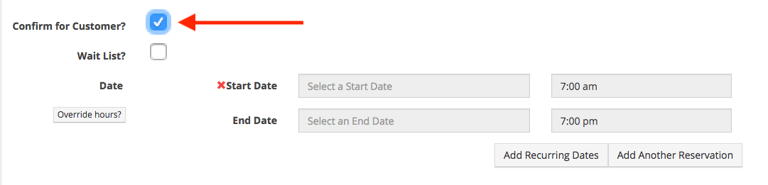 Checkbox for customer confirmation
