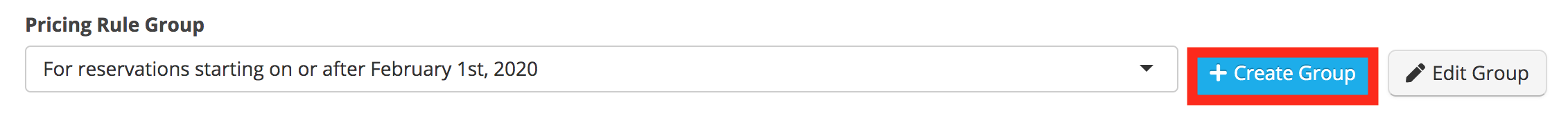 Pricing Rule Group interface with buttons.