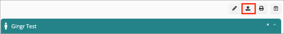 Upload icon highlighted in toolbar.