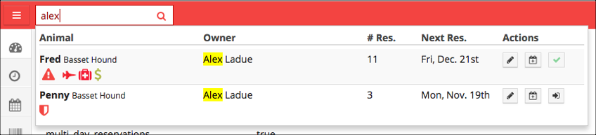 Search results for pets named Alex.