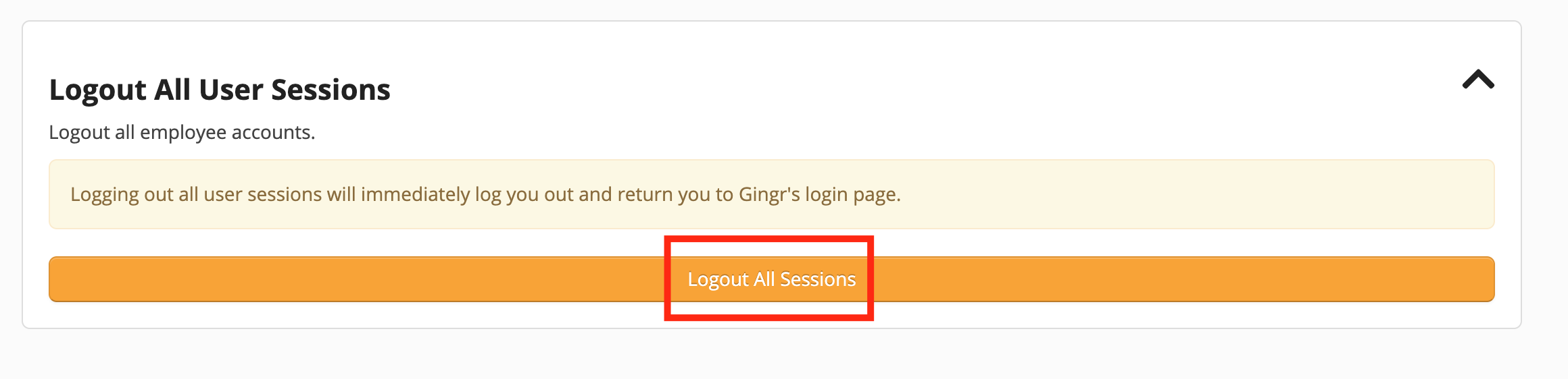 Logout All User Sessions button highlighted.