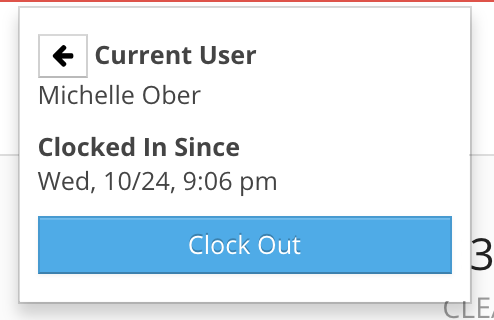 Clock out button for current user