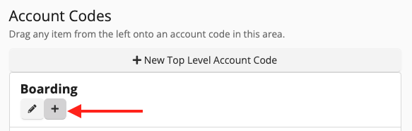 Add new account code button highlighted.