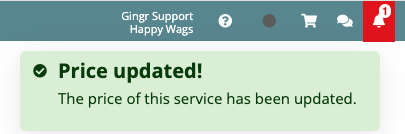 Price updated notification message