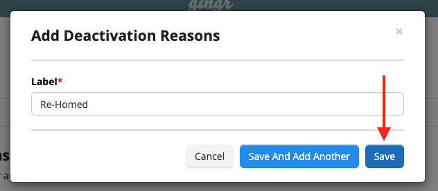 Add Deactivation Reasons" dialog box.