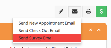 Email options dropdown menu.