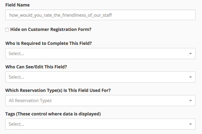 Form field settings interface