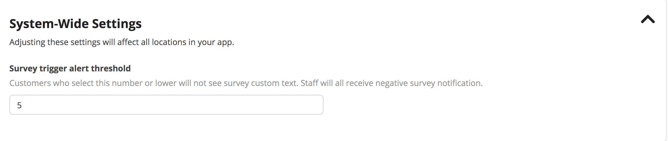 System-Wide Settings screen with alert threshold.