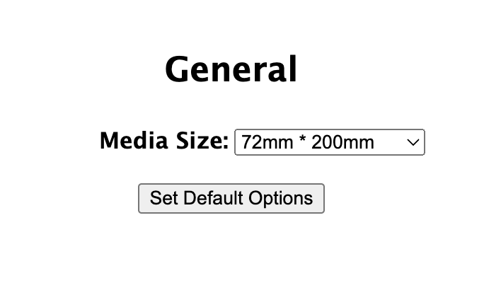 Media size selection interface