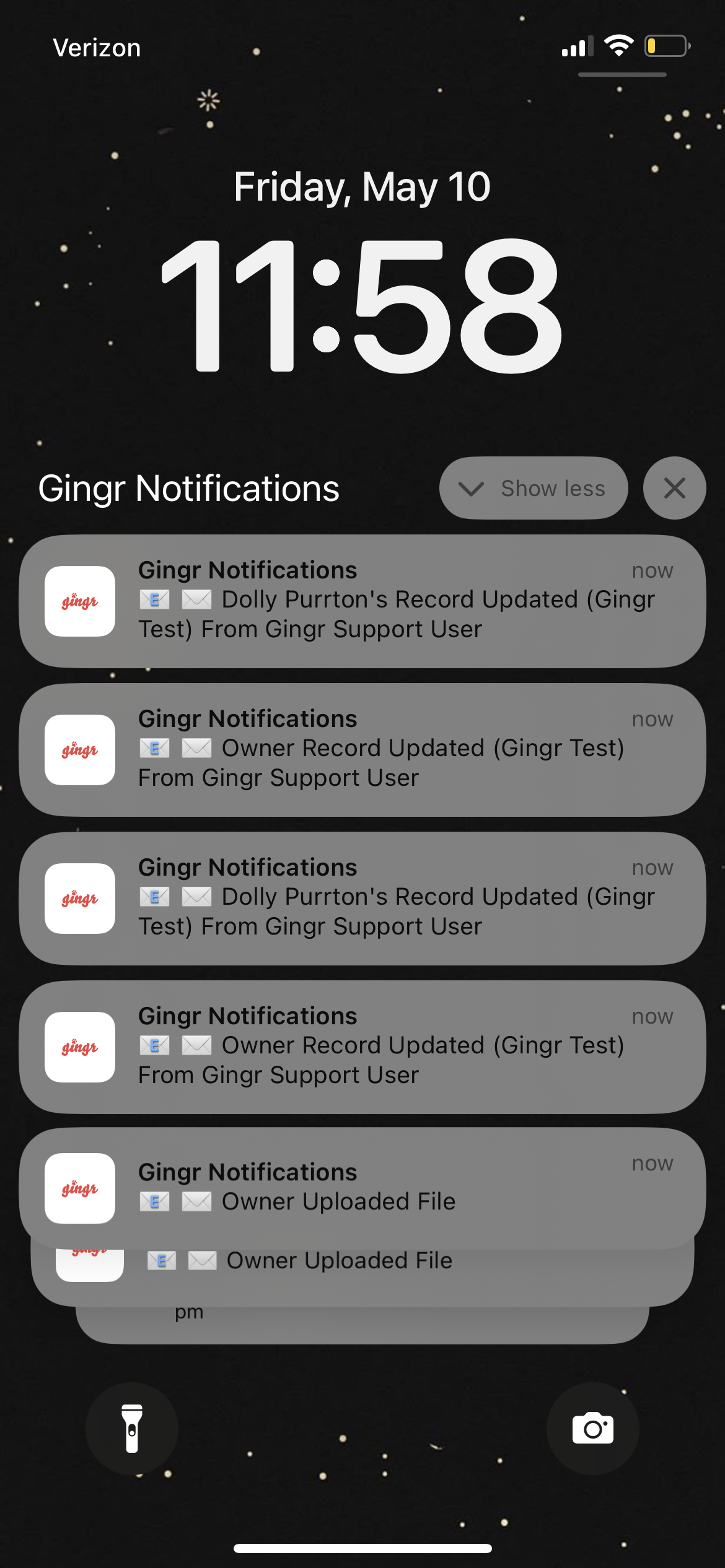 Phone lock screen with notifications.