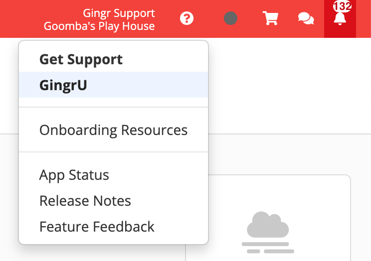 Support menu with various options.