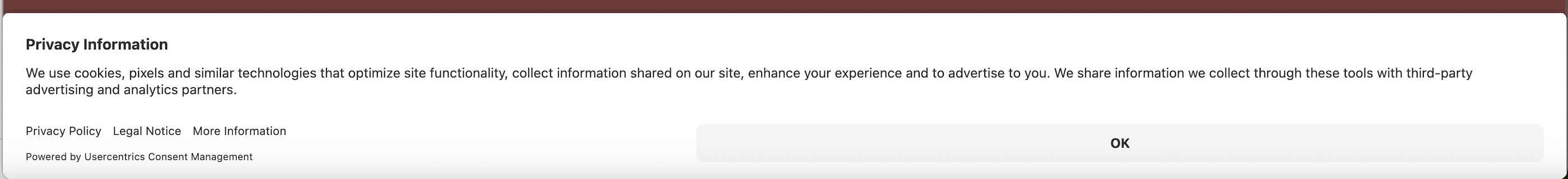 Privacy information notice with OK button.