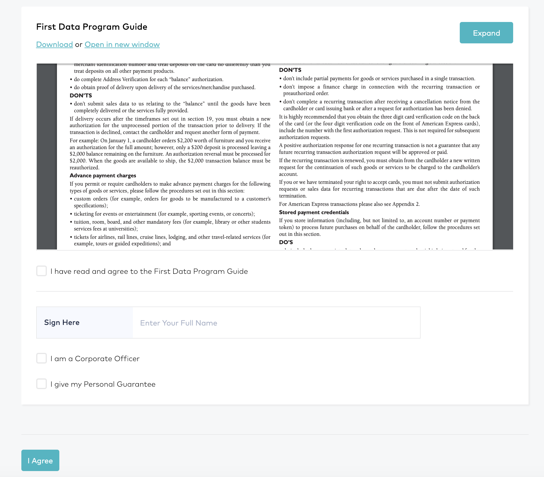 First Data Program Guide