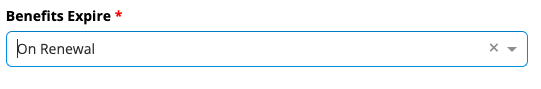 Benefits Expire dropdown menu