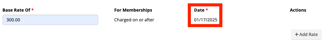 Membership Default Rate Date