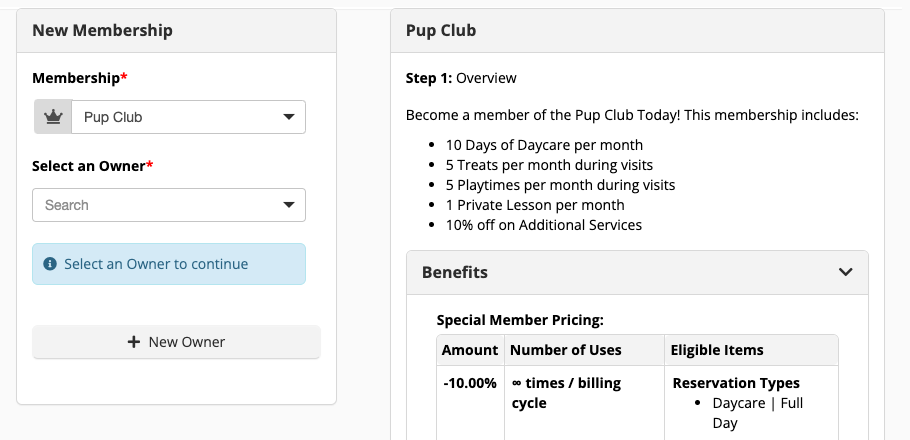 Pup Club membership details and benefits