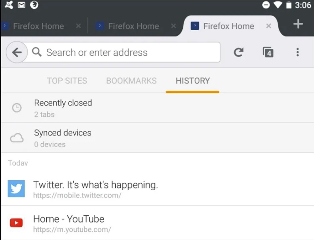 Firefox mobile delete browsing data